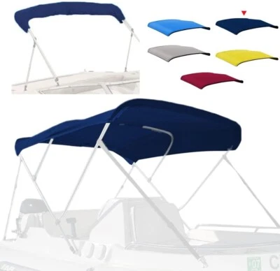 ZENICHAM 3 Bow Bimini Top Replacement Cover, Zipper Sleeves Boat Awning (without Frame)