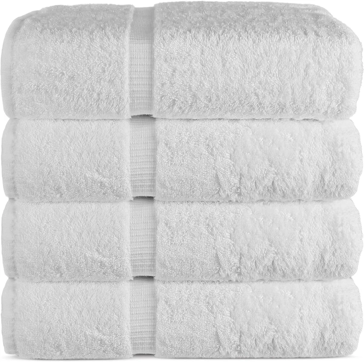 Chakir Turkish Linens 100% Cotton Premium Turkish Towels for Bathroom |  27'' x 54'' (4-Piece Bath Towels - White)