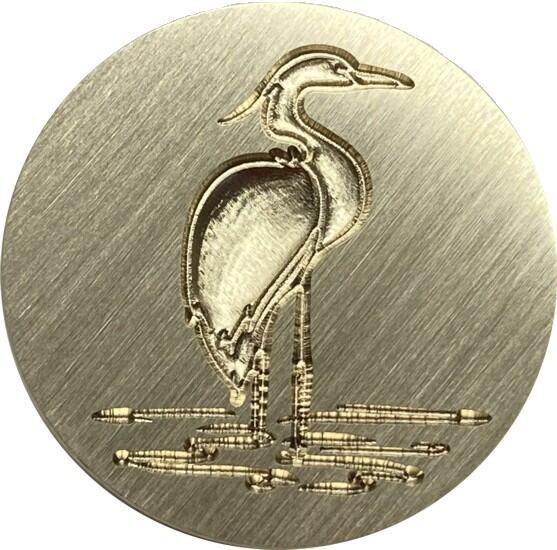 3D Heron Standing in Water - Beautiful Design, 1" Wax Seal Stamp head