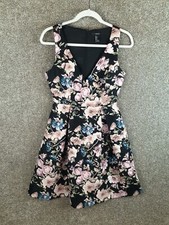 Forever 21 Floral Tapestry Dress Womens S Black Pink Sleeveless A-Line Pockets