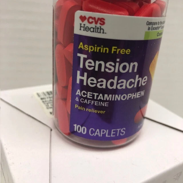 Tension Headache Relief Caplets Pain Reliever Aspirin Free 100 Ct EXP: 06/2025 - Image 4 of 4