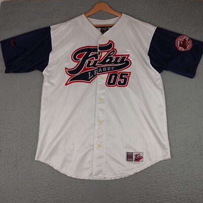 Vintage FUBU Baseball Jersey Mens XL White 05 Script Baggy