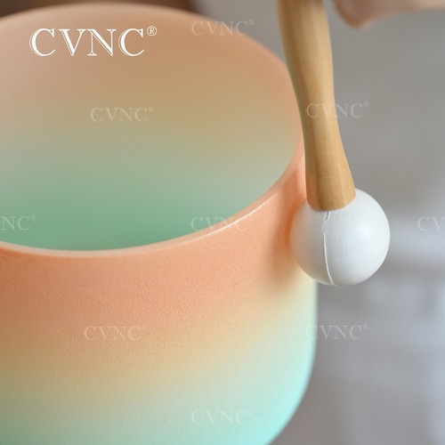 CVNC 432Hz 7"D Desert Sunset Chakra Frosted Crystal Singing Bowl Sound Healing - Picture 3 of 7