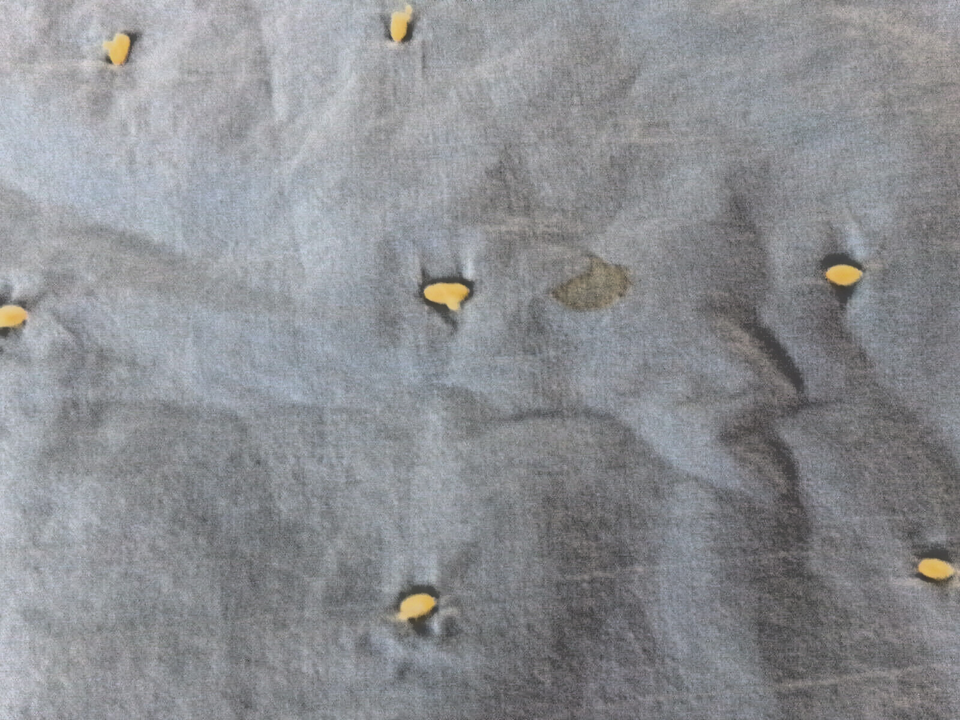 Vintage Well Loved Hand Made Hand Painted Baby Quilt 34 1/2" x 54 1/2