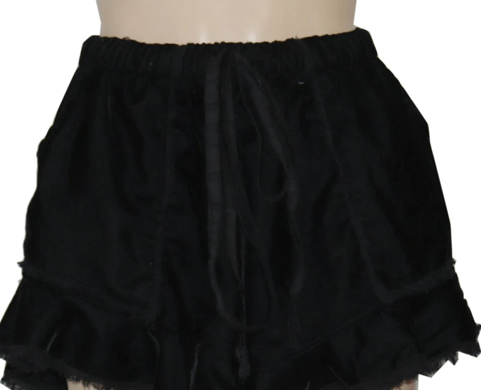 Pantalones Cortos Free People FP One Solona Terciopelo tiro Medio Negro Volantes Cordón XS NUEVOS Foto 4 de 4