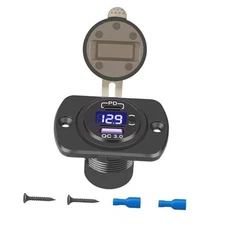  12V USB Outlet, 30W PD Port & 18W QC3.0 USB A Port Charger Socket with Button 