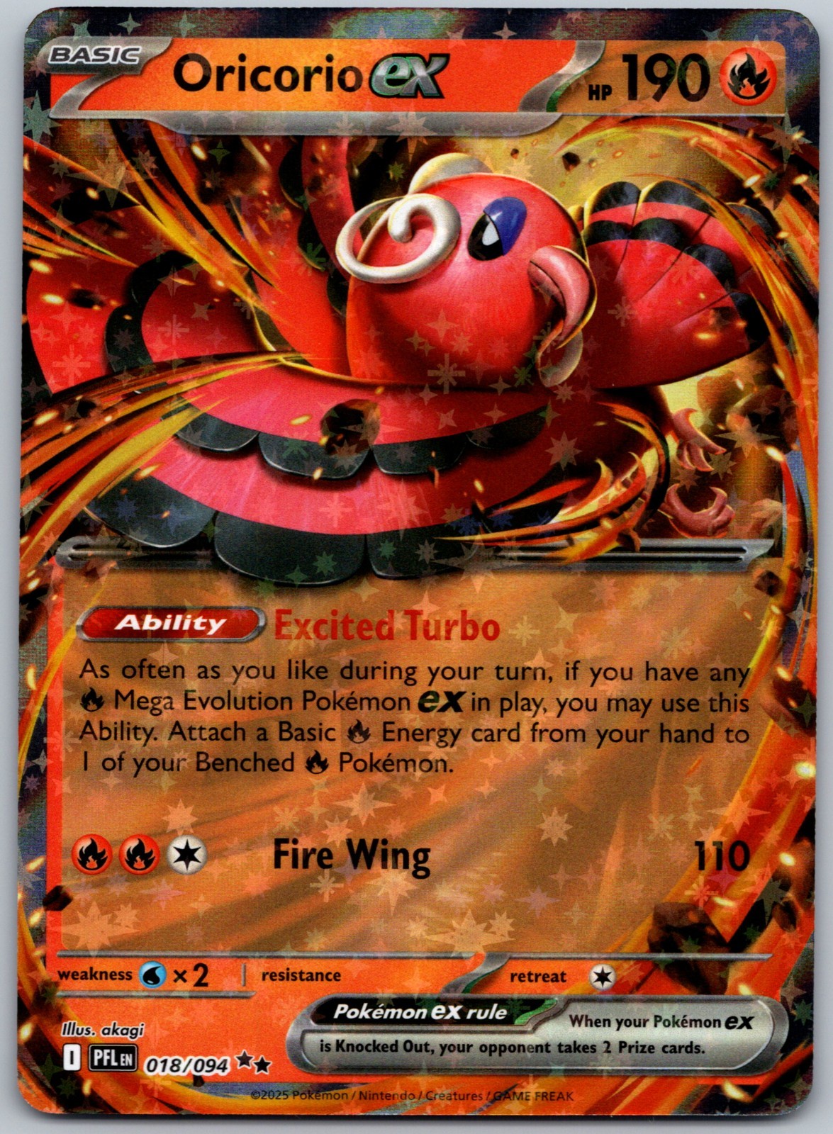 Oricorio ex 018/094 Double Rare Phantasmal Flames Pokemon Near Mint