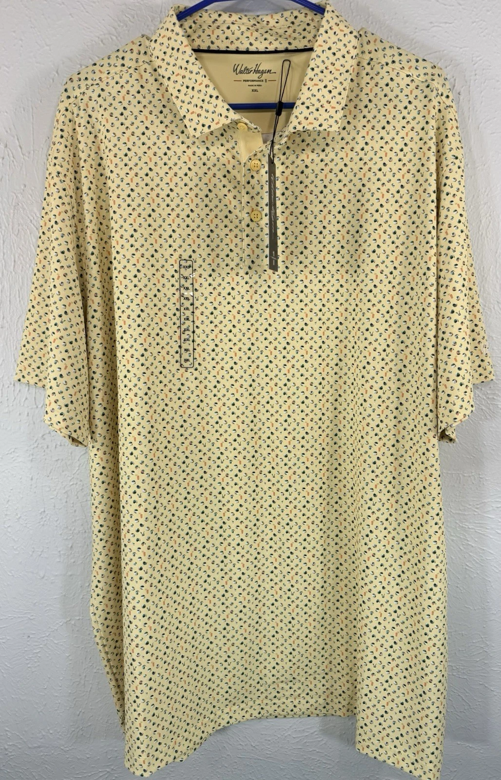 Walter Hagen Men's Performance P11 Print Polo Poolside Pale Yellow XXL