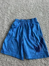 Nike Shorts Boys Large Blue Drawstring Dri-Fit World Map Graphic Print