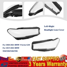 L+R Clear Headlight Lens Covers for 2019-22 BMW 5 Series G30 520i 530i 540i 550i