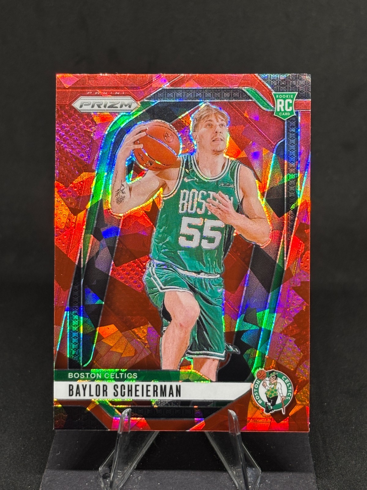 Baylor Scheierman 2024-25 Panini Prizm Red Ice #236 Boston Celtics Rookie