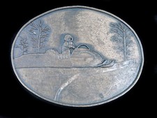 SF13114 VINTAGE 1970s  SNOWMOBILE  COMMEMORATIVE BRASSTONE BELT BUCKLE
