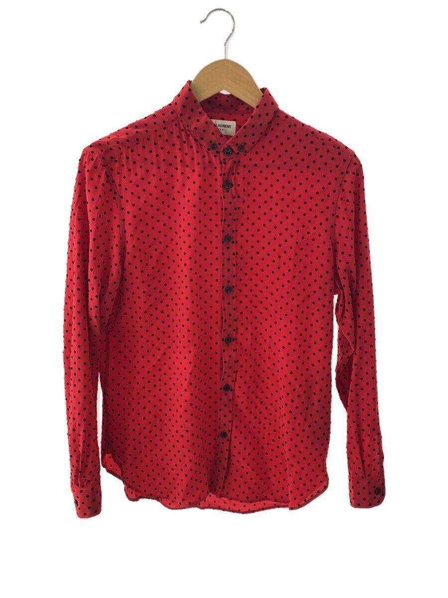 SAINT LAURENT camicia manica lunga 36 seta punto rosso 653862 Y2D15 6041 usata