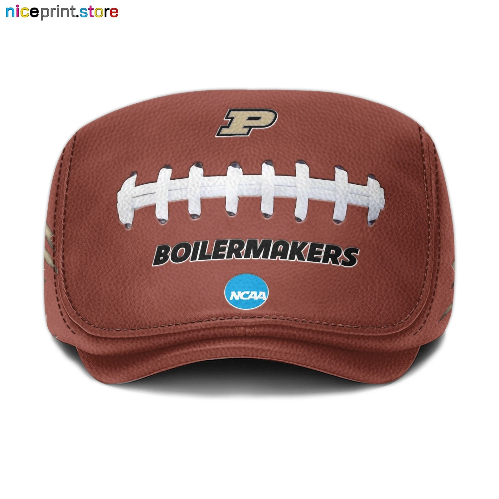 Purdue Team Boilermakers Leather Jeff Cap NCAA Driver Cap NCAA Leather Flat Cap