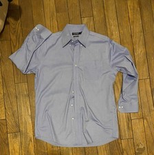 Lauren Ralph Lauren Button Up Slim Fit Stretch Non Iron Blue Dress Shirt 16