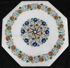 Handcrafted Marble Table | Marble Coffee Table Top | 16 x 16 Inches Patio Table