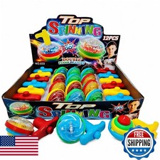 Toysery Light Up Spinning Tops Gyroscope Spinner with LED Lights - 12 Pieces