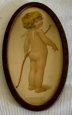 Bessie Pease Gutmann Print -"Excuse My Back" in Original Oval Frame 1930’s Litho