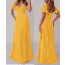 AZAZIE Barbie Women's Formal Chiffon Dress Maxi Party Gown Marigold Size 8