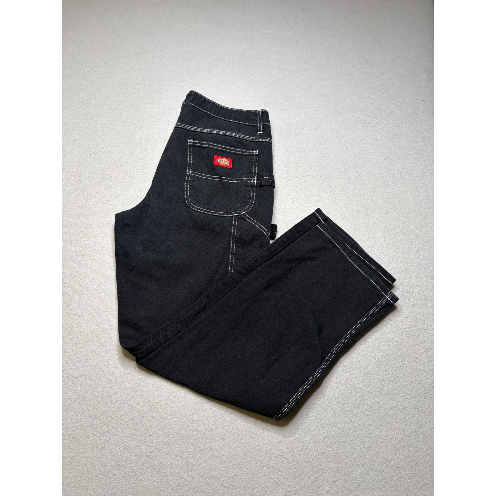Dickies Carpenter Pants Womens 7/28 Black Contrast Stitch Utility Workwear