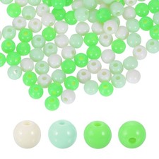 100pcs Cream Green Acrylic Round Beads 6mm Plastic Resin Loose Bead