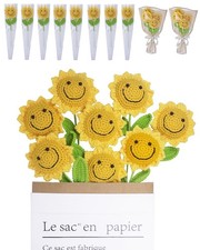 Handmade Crochet Flowers,8PCS Crochet Sunflower with 8PCS Single Rose Packagi...