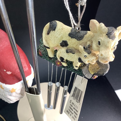 Cow Christmas Ornaments Lot 31 Wood Santa Metal Resin Ceramic Fabric Primitive - Picture 15 of 24