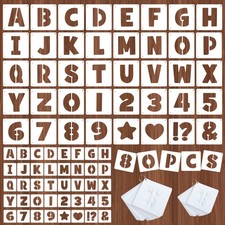 80Pcs Letter Stencils Alphabet and Number Stencil for 1Inch 2Inch, White
