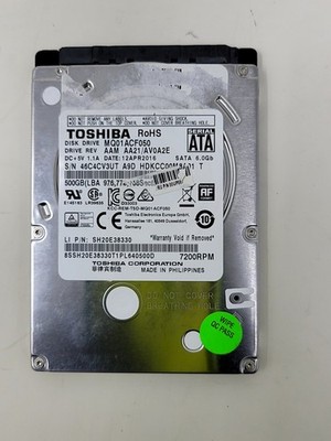 Toshiba MQ01ACF050 SH30E38330 Hard Drive 500GB 2.5'' SATA