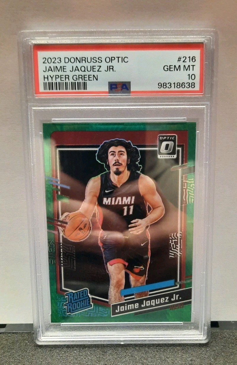 2023 Panini Donruss Optic Jaime Jaquez Jr Hyper Green Rated Rookie PSA 10 #216