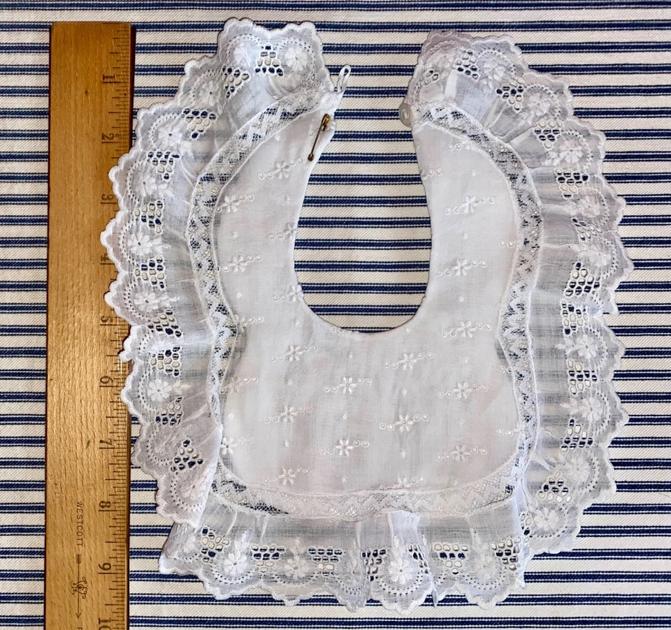 6 baberos antiguos para bebé, 1880-1930, limpios-almidonados-planchados, DE LUJO, para muñecas grandes Foto 4 de 4