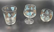 Federal Glass Boomerang Set Of 3 Shapes, Cocktail, Wine, Whiskey 