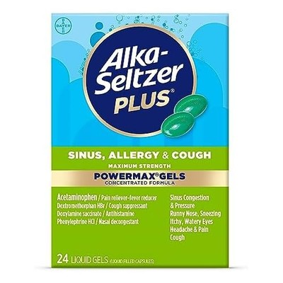 ALKA-SELTZER PLUS Maximum Strength PowerMax Allergy and Cough Medicine 24 count
