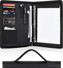 Pacific Mailer 3 Ring Binder Portfolio Organizer with Zipper Leather Folder