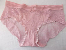 vtg panties lingerie unbranded sz XL bikini brief see through lace pink nylon