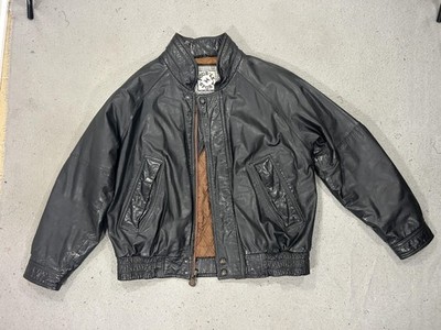 Pour Le Sport Leather Jacket Mens Large Black Bomber Quilted Insulated Pilot