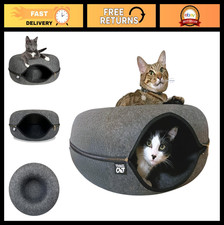 Large 21" Cat Tunnel Bed Cave - Premium Round Donut Hideaway for Indoor Cats  K