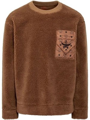 mcm monogram-pocket fleece sweatshirt