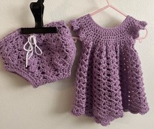 Purple Infant Crochet Dress/ Diaper Cover