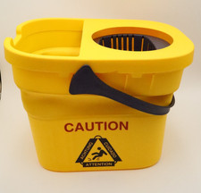 Yellow Mop Bucket w/ Wringer Compact Cleaning Bucket Caution Wet Floor Style