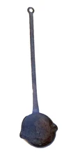 30" Antique 19th C SIGNED Hand Forged IRON LONG HANDLED HEARTH COOKING LADLE