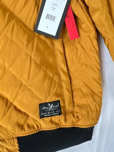 Marc Ecko Mens Jacket Large Full Zip Up Quilted Zip Tech Streetwear Tan NWT image 5