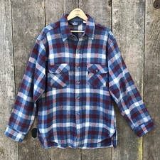 Vintage 80s Woolrich Woolen Mills Wool Blend Tweed Plaid Shirt Jacket Large