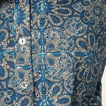 Susan Graver Women's Top Plus Sz 3X Printed Brushed Liquid Knit Blue A673961 - Picture 2 of 4