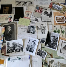 Masculine Ephemera Lot Photos Invoices Sports Ads Patriotic Junk Journal Crafts