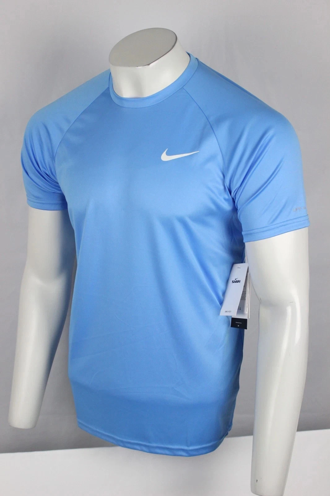 Nike Swim Men's T Shirt Short Sleeve Dri Fit UPF 40+ Solid Blue NESSA586 438