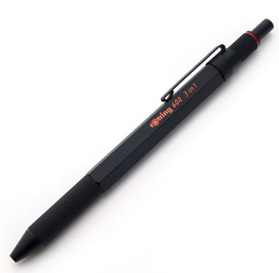 Rotring 600 3in1 Pen Black Black/Red Ballpoint & 0.5mm Pencil Japan