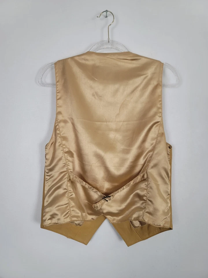 Vintage Foxrun Yellow Leather Vest Western Womens Sz  Medium Cowgirl Festival - Image 3 of 4