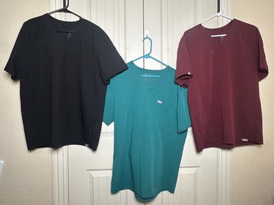 FIGS Technical Collection Men s Scrub Top Lot 3 Black Green Burgundy Size Large