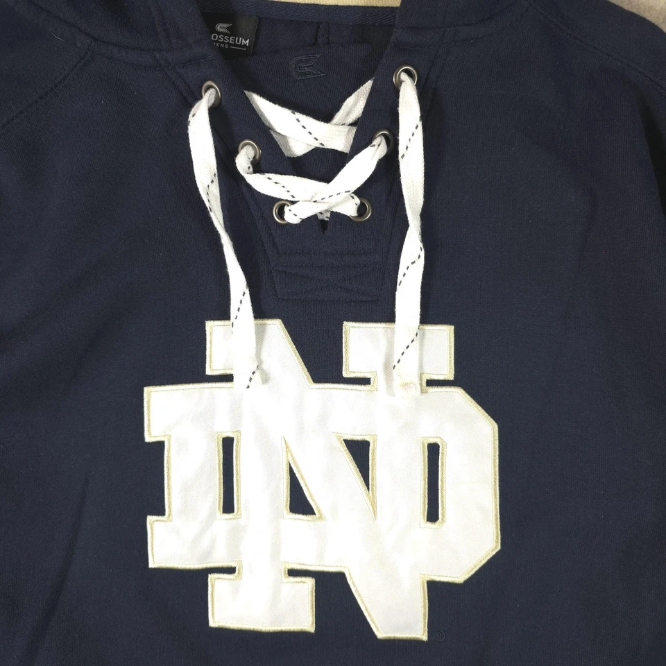 Sudadera con Capucha Notre Dame Fighting Irish Para Hombre Grande Azul Marino NCAA Fútbol Coliseo Foto 2 de 4